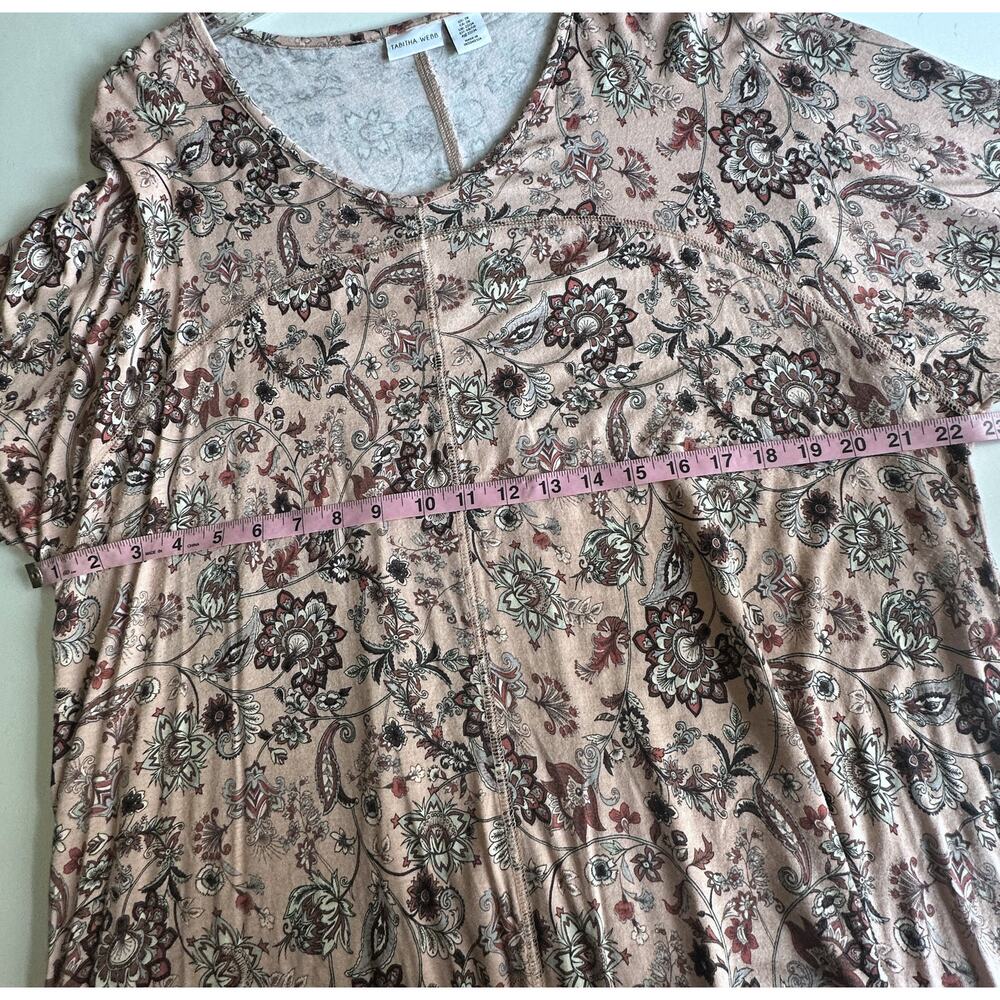 Tabitha Webb Knit Top Womens Size 2X Pink Paisley Floral V-Neck 3/4 Sleeve ee - Picture 7 of 8